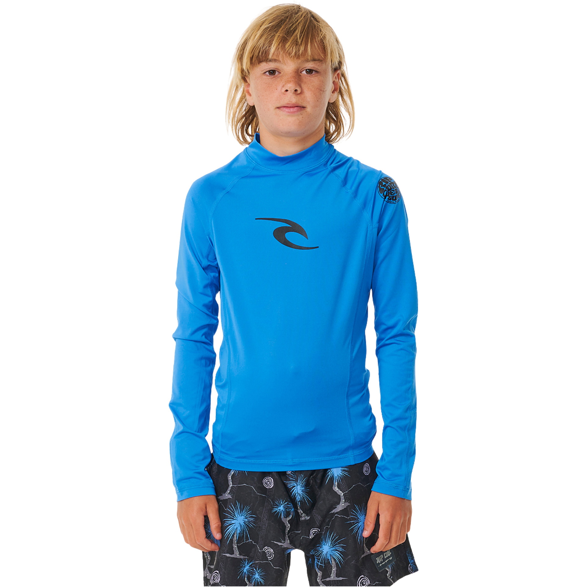 2026 Rip Curl Junior Waves UPF Long Sleeve Rash Vest 12VBRV - Blue Gum